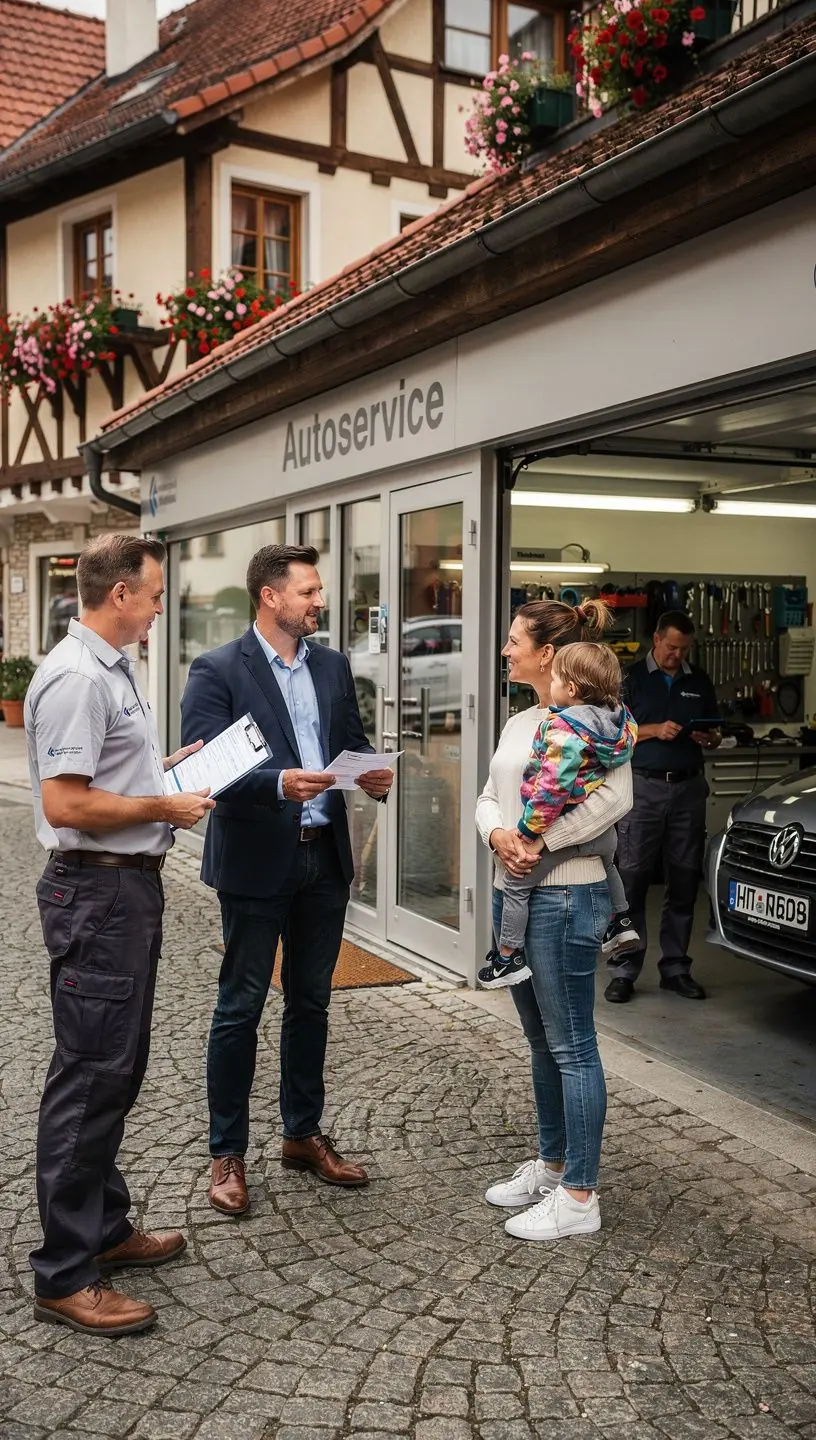 Kundin füllt Online-Anfrageformular für Kostenvoranschlag bei Autoreparatur aus.
